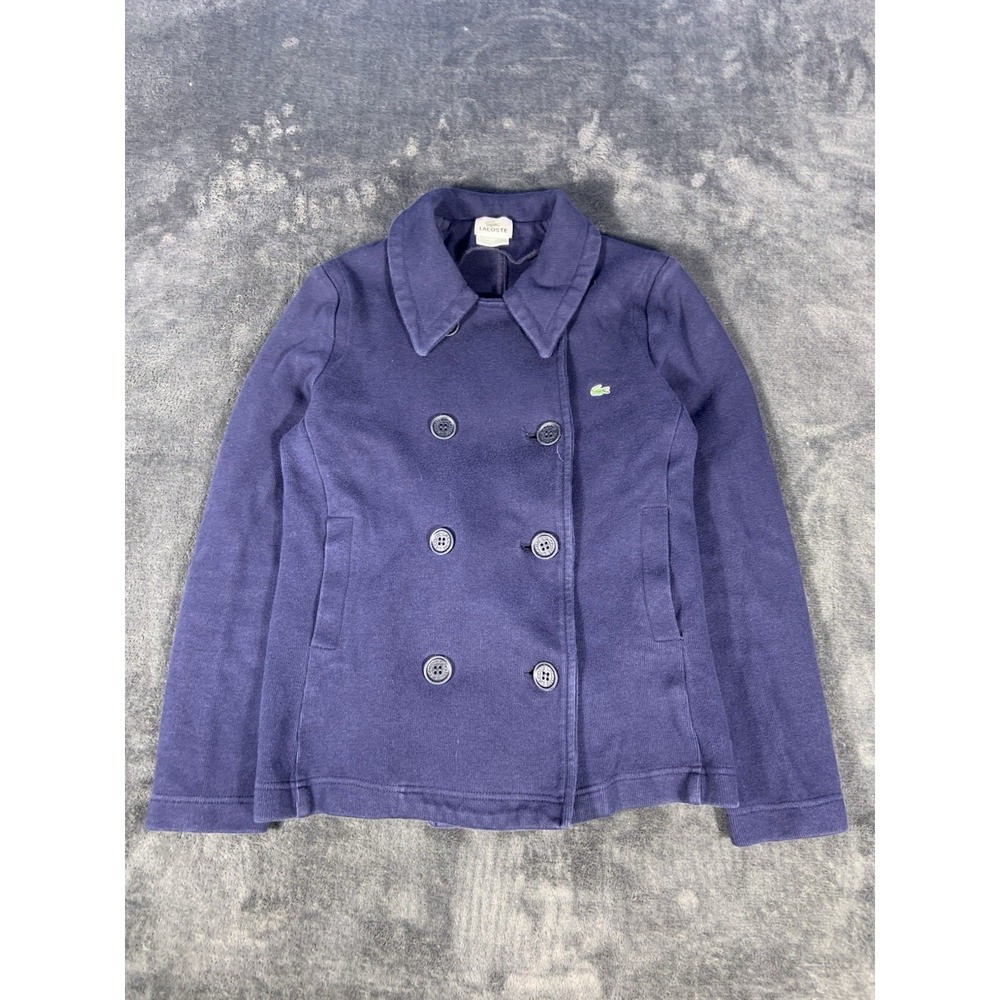 Lacoste Cotton Double Breasted Collared Croc Logo Blazer Jacket Size 40